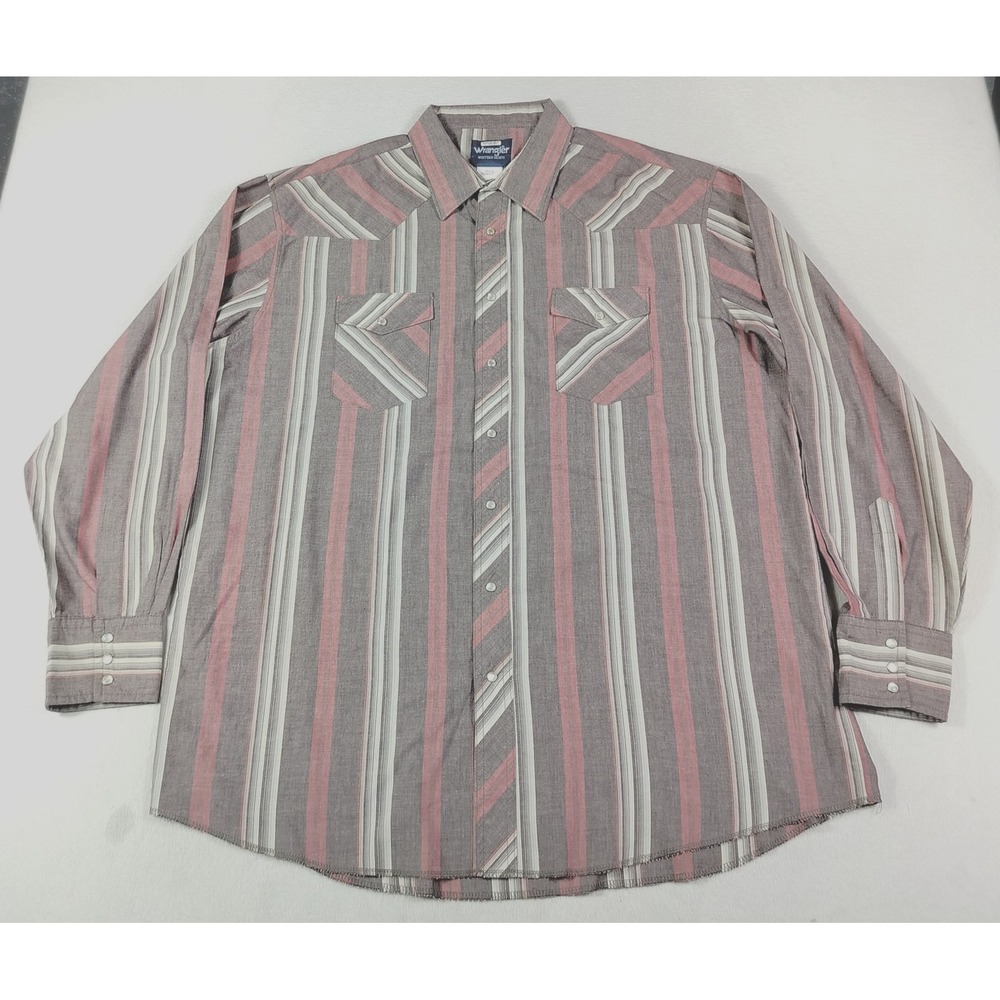 Vintage Wrangler Shirt Mens XLT Multicolored Stripe Western Pearl Snap Rodeo 90s